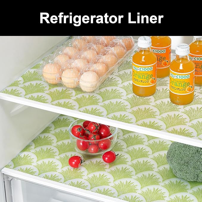 Cooyes Shelf Liners for Kitchen Cabinets, Refrigerator Liners Waterproof & Oil-Proof Kitchen Cupboard Liner Drawer Mats EVA Material Non Adhesive Fridge Liner for Shelves（17.5" W x 78.7" L）
