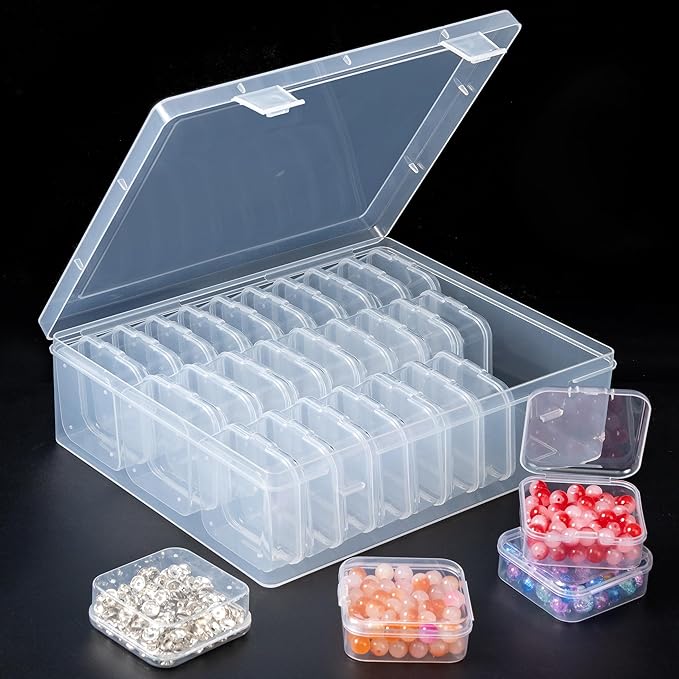 31 PCS Bead Organizer Box, Small Clear Plastic Bead Storage Cases, Rectangle Storage Containers, Suitable for Making Bracelets, DIY Jewelry Crafts, Nail Art, Small Item Organizer