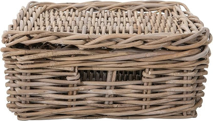 Rectangular Underbed Storage Bin with Lid Rattan Basket for Clothes, Blankets Pillows Lightweight Wicker Storage Unit 7 in. H x 21 in. L x 15 in. W - from Kouboo