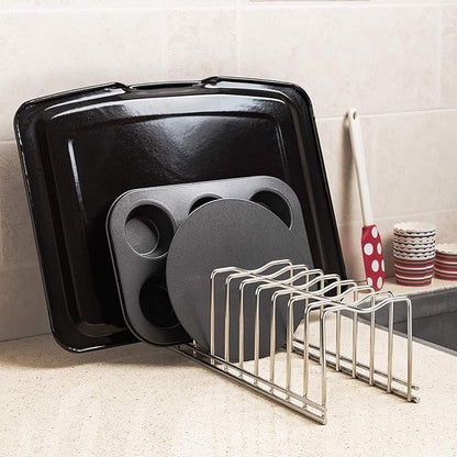 SANNO Pot Pan Lid Holder Organizer Pot Lid Rack Holder Suitable for Bakeware Dish Plate, Cutting Boards, Pots & Pans, Serving Trays Cabinet Pantry 2 pack