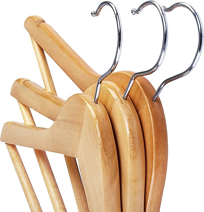 Utopia Home Premium Wooden Hangers 20 Pack - Heavy Duty & Durable Coat Hanger - Wood Hanger with 360-Degree Rotatable Hook - Clothes Hangers with Non-Slip Shoulder Notches For Shirts & Coats (Natural)