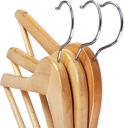 Utopia Home Premium Wooden Hangers 20 Pack - Heavy Duty & Durable Coat Hanger - Wood Hanger with 360-Degree Rotatable Hook - Clothes Hangers with Non-Slip Shoulder Notches For Shirts & Coats (Natural)
