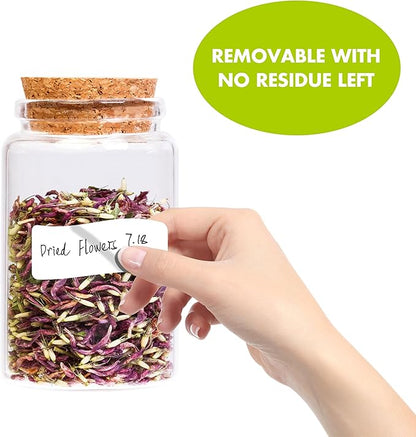 2000 Removable Freezer Labels, Water/Oil/Tear Resistant Blank Food Stickers with Perforation Line for Refrigerator, Food Containers, Jars, Pantry Organization (1” x 2”, 2 Rolls)