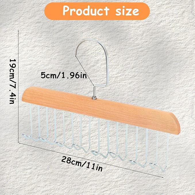 Xbaiyanr 4Pcs Anti Slip Multi Hook Coat Racks,Bra Hangers for Closet Organizer with 8 Hooks 360 °Swivel Belt Hanger for Closet for Belt, Tie, Tank Top, Bra, Scarf (Beige)