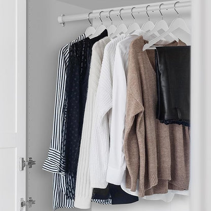 Casafield - 10 White Wooden Suit Hangers - Premium Lotus Wood with Notches & Chrome Swivel Hook for Dress Clothes, Coats, Jackets, Pants, Shirts, Skirts