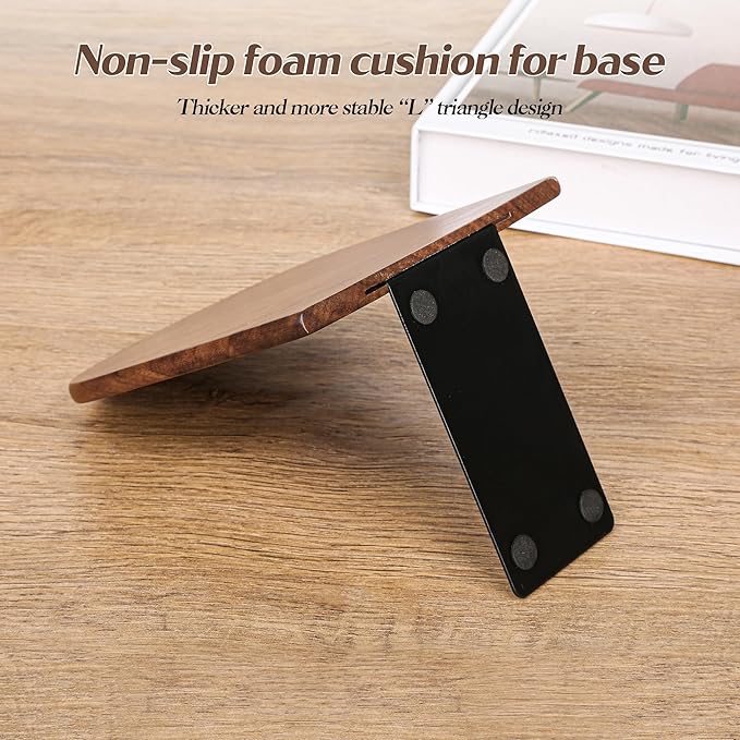2 Wooden “L” Triangle Bookshelf Bookends, Extra Heavy Duty Wooden Bookends for Heavy Books, Creative Decorative, Non-Slip, Handmade Walnut (Black Walnut, Large)