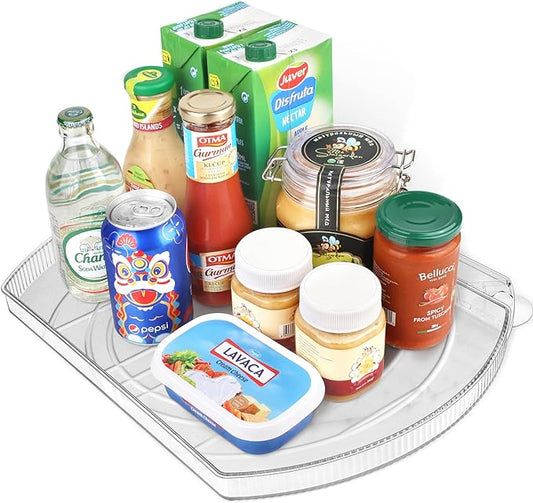 FIRJOY Lazy Susan Turntable for Refrigerator, Square Turntable Organizer for Fridge Cabinet, Pantry, Countertop | 16.5" x 11.1" (Rectangle 1 Pack - Clear)