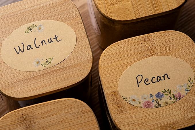 MONEST Waterproof Label Stickers for Jars and Lids, Pantry, Mason Jar, Canning, Spice, Bottle Labels (Daisy 2"x3")