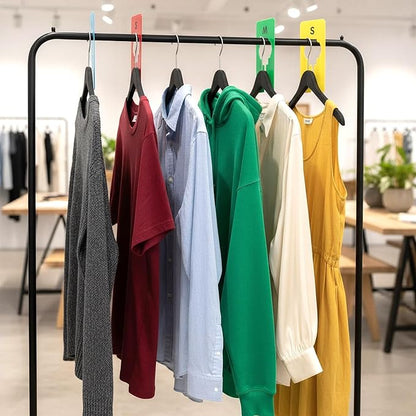 8PCS Clothing Rack Dividers, 8 Colors Plastic Organizer Rack Size Dividers for Hanging Clothes, Rectangular Reusable Closet Shelf Labels & Separators