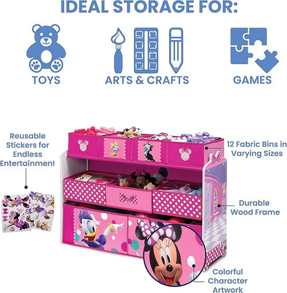 Disney Minnie Mouse Deluxe 9 Bin Design and Store Toy Organizer by Delta Children, Greenguard Gold Certified