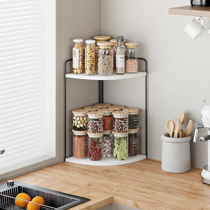 Forest Angle Bathroom Counter Organizer,Countertop Organizer,Vanity Organizers,Bathroom Storage,Bathroom Sink Caddy,Counter Shelf,Corner Counter,Corner Shelves(Black-White Marble)