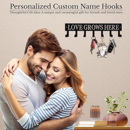 Personalized Metal Key Rack Hooks, Key Holder Wall Mounted Key Hooks, Name Theme Wall Decoration Hooks, Key Hanger Organizer for Living Room, Entryway, Bathroom, Office Decor(Middle)