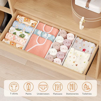 Lifewit 4" High 9 Pack Drawer Dividers, 10.5-16.5" Drawer Divider for Clothes, Adjustable Dresser Drawer Organizers, Plastic Drawers Separators for Clothes, Bedroom, Bathroom, Kitchen, Closet