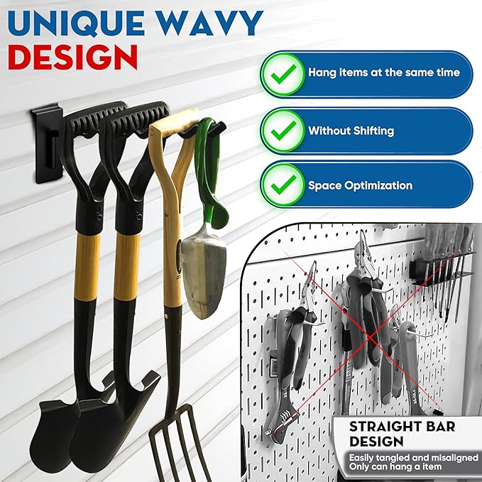 [Upgraded] Slatwall Hooks with Multi Size, Heavy Duty Steel, Firmly & Durable, 30LBS Load- Bearing Capacity, Tool Hanging for Slatwall of Store, Garage, Display Hooks for Retail