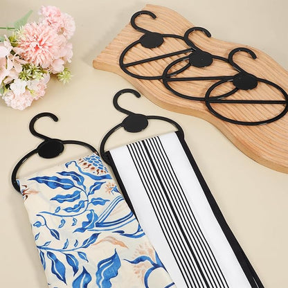 100 Pcs Black Plastic Scarf Hanger Organizer Space Saving Closet Accessory Holder for Scarves, Belts, Ties, Headscarves, and More
