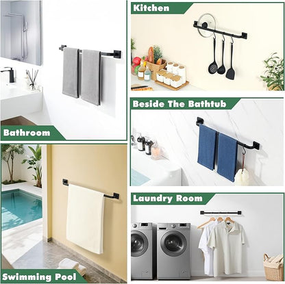 Alise Towel Bar for Bathroom,24'' Towel Holder Black Towel Racks for Bathroom Wall Mount,SUS304 Stainless Steel Towel Rail Towel Hanger for Wall,Matte Black