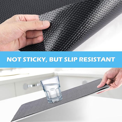 Drawer Liners, Waterproof Shelf Liner, Anti-Slip Non-Adhesive BPA Free Kitchen Cupboard Cabinet Liner Refridge Fridge Mats Sink Protector Strong Durable for Home (Black/11.8in x 20Ft)