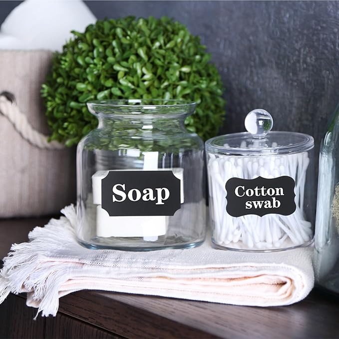 Mr. Pen- Chalkboard Labels, 200pc, Assorted Shapes, 1 White Chalk Marker and Small Towel