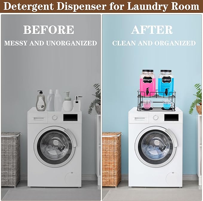 2 set 1 Gallon Laundry Detergent Dispenser with Stand, laundry organization and storage,Liquid Laundry Detergent Dispenser for Laundry Room