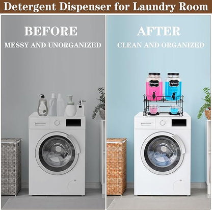 2 set 1 Gallon Laundry Detergent Dispenser with Stand, laundry organization and storage,Liquid Laundry Detergent Dispenser for Laundry Room
