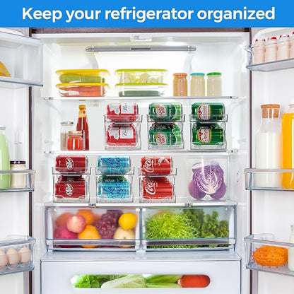 BingoHive 2 Pack Rolling Soda Can Organizer for Refrigerator Can Dispenser for Beer Soda Seltzer Pop Can Soda Organizer for Fridge 10 Standard Size 11.15oz, 12oz, 330ML, 355ML Cans Holder Storage