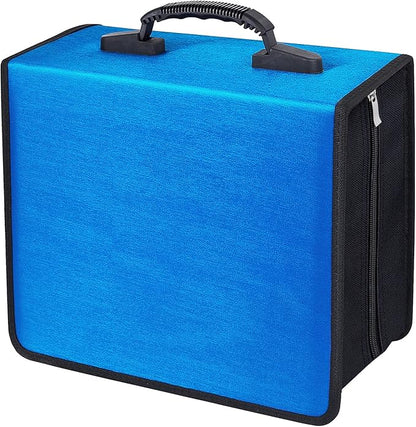 CD/DVD Binder, CD DVD Case Holder Binder 400 Capacity CD/DVD Wallet Storage Booklet Album Box (White binder, Blue)