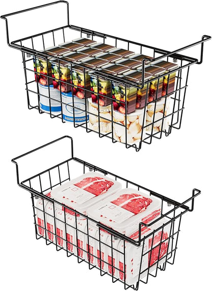 Freezer Baskets for Chest Freezer, Freezer Organizer Bins, 2 Pack Adjustable Hanging Deep Chest Freezer Organizer for 5-7 Cu.FT Deep Freezer Sort Frozen Food