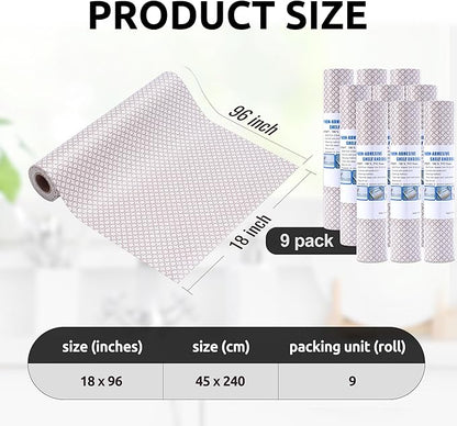 RAY STAR 18X96 Inch Shelf Liner for Kitchen Cabinets, Non-Adhesive Cabinet Liner Washable, PVC Drawer Liner for Dresser Non-Slip Bathroom (Circle)(9 Roll)