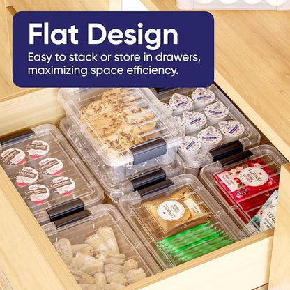 Superio Mini Storage Container Plastic Crayon Box Art Supplies and Sewing Case Stackable Clear Small Organizer for Beads, Stationery, Chalk, and Food, 0.7 Quart, 8 Pack