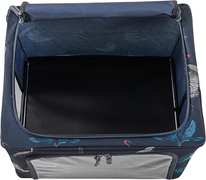 Periea 'Beau' Foldable Stackable Fabric Home Storage Boxes with Steel Frames - Set of 2 (Heron Print, Small)