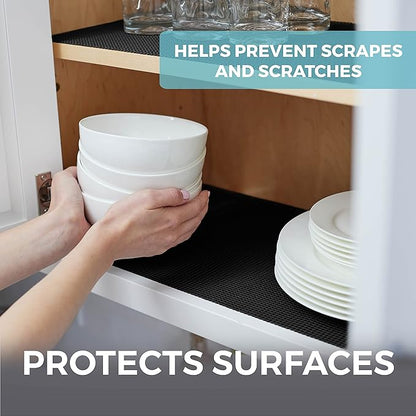 HOME GENIE Shelf Drawer and Cabinet Liner, Durable with Strong Grip, 17.5 in x 10 FT, Non Adhesive Liners Protect Kitchen Cabinets and Cupboard, Bathroom Drawers and Shelves, Desks, Pitch Black