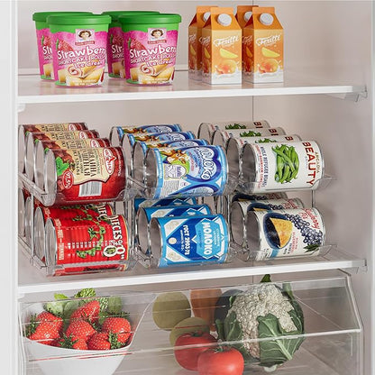 Stackable Soda Can Organizer for Refrigerator, Soda Can Dispenser Water Bottle Organizer, Fridge Organizer & Stackable Drink Organizer for Fridge(4 Tier - Hold 12)