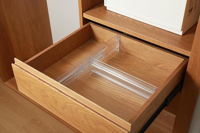 6 Pack Adjustable Drawer Dividers (11.34-19.88") 3.15" High Expandable Drawer Organizers Plastic Dresser Drawer Separators for Clothes Kitchen Bathroom Bedroom Office Storage