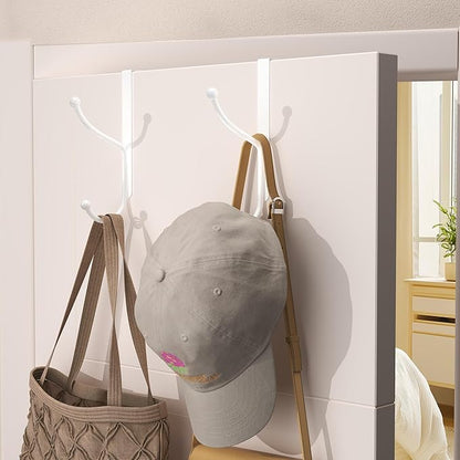 niffgaff Over Door Hook 4-Pack, Heavy Duty Door Hanger, Fits Interior Doors 1.4 Inches Thick, Organize Coats, Hats, Towels, and Bags for Entryways, Bathrooms, Bedrooms, and Kitchens, White