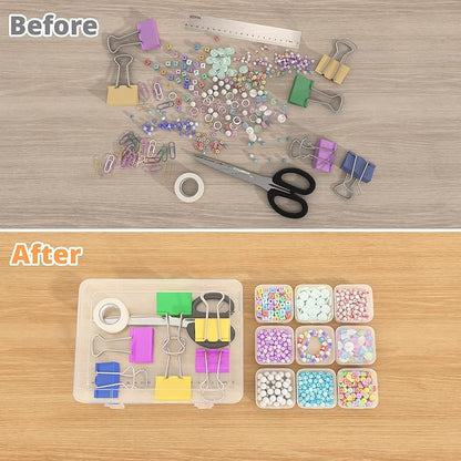 Mathtoxyz Bead Organizer Box(Red,Yellow,Blue), 93Pcs Small Bead Organizers and Storage Plastic Cases Mini Clear Containers Boxes with Hinged Lid and Rectangle for Bracelet Making DIY Jewelry Craft