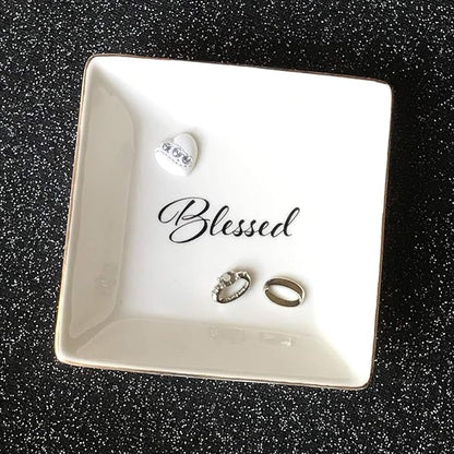 Simply Charmed Blessed Ceramic Jewelry Dish or Ring Holder - Religious Gift for Easter, Confirmation or Baptism