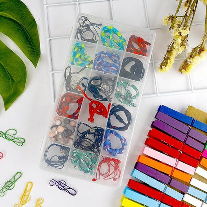 OALCQ Craft Organizers And Storage Box 18 Grids Clear Plastic Bead Organizer With Dividers, Clear Craft Storage for Beads, Earrings, Pills, Jewelry, Screws, Seeds, Small Parts, Hair Ties
