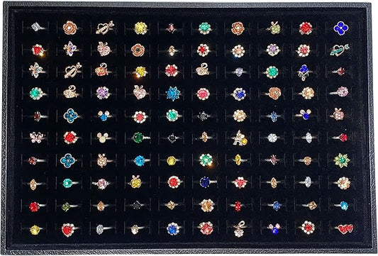 Stratalife Ring Organizer for Jewelry Stackable Ring Storage Display Tray Jewelry Holder Showcase for Multiple Rings Drawer Inserts Black(100 Slot)