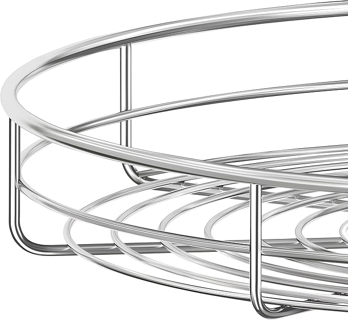 21 1/4" Chrome Corner Cabinet Lazy Susan, Full Circle Corner Cabinet Lazy Susan Replacement Shelves Rotating Rack for Upper Cabinet Kitchen, Fits Cabinets Over 23"
