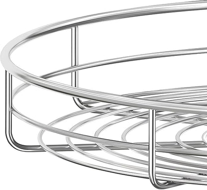 21 1/4" Chrome Corner Cabinet Lazy Susan, Full Circle Corner Cabinet Lazy Susan Replacement Shelves Rotating Rack for Upper Cabinet Kitchen, Fits Cabinets Over 23"