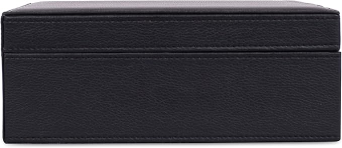 Internet's Best Faux Leather Grid Jewelry Box - 2-Tier Jewelry Organizer with 25 Slot for Rings, Earrings, Bracelets & Necklaces - Modern Style & Elegant Case with Velvet Lining & Mirror - Black