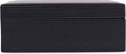 Internet's Best Faux Leather Grid Jewelry Box - 2-Tier Jewelry Organizer with 25 Slot for Rings, Earrings, Bracelets & Necklaces - Modern Style & Elegant Case with Velvet Lining & Mirror - Black