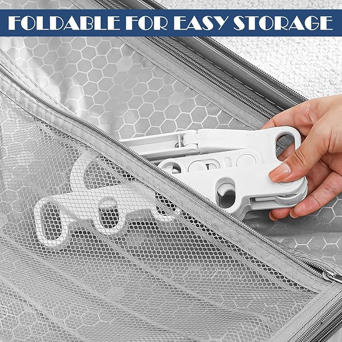 2pcs Grey Folding Clothes Hanger Drying Rack, Portable Travel Hanger with 5 Holes for Balcony, Bathroom, Laundry Room and Outdoor Camping Travel