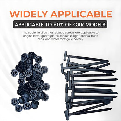 100 Pcs Nylon Universal Cable Tie Buckle with PP Storage Box - Fixion Tools Kit Includes Multifunctional Zip Ties, Pin & Button Fasteners, UV Resistant for Car Repair, Bumper & Fender Clips (100PCS)