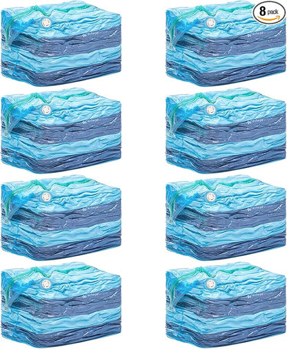 TAILI 8 Pack Vacuum Storage Bags, Jumbo Cube (31x40x15 Inch), Extra Large Vacuum Seal Bags for Clothing, Comforters, Blankets, Bedding, Sweater, Space Saver, Closet Organizers, Blue