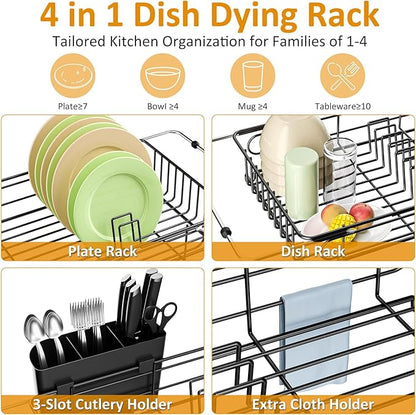Expandable in Sink Dish Drying Rack,Small Dish Rack Over Sink with Utensil Holder,Stainless Steel Dish Drainers for Kitchen Counter,Sink Drying Rack for Small Space,14.57“-20.87”L x 10.24“W x 2.76”D