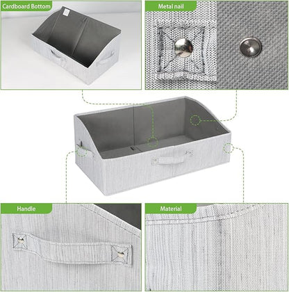 KEEGH Closet Baskets and Storage Bins for Shelves Linen Closet Shelf Organizers and Storage Box Trapezoid Storage Bins Shelf Baskets with Handles for Closet Organization (Grey, 3 Pack)