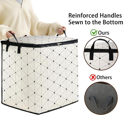 Dawuyu king comforter storage bag,clothes blanket bedding pillow quilt organizer for closet,fabric moving bags with portable handles and zipper 95L(2pack)