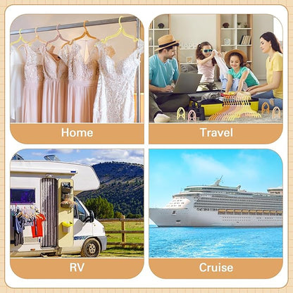 12 Pcs Travel Hangers Cruise Ship Essentials Foldable Portable Plastic Vacation Hangers Non Slip Clothes Drying Rack Travel Accessories for Dormitory School Hotel Laundry (Bright Color)