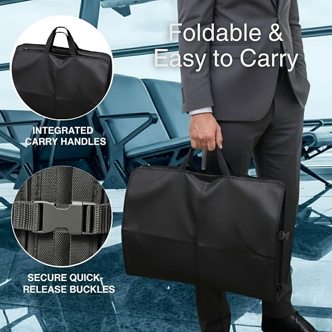 Party Bargains Garment Bag 59-Inch – Non-Woven Hanging Clothes Storage Cover for Suits, Dresses & Coats, Zippered for Closet or Travel (Black)